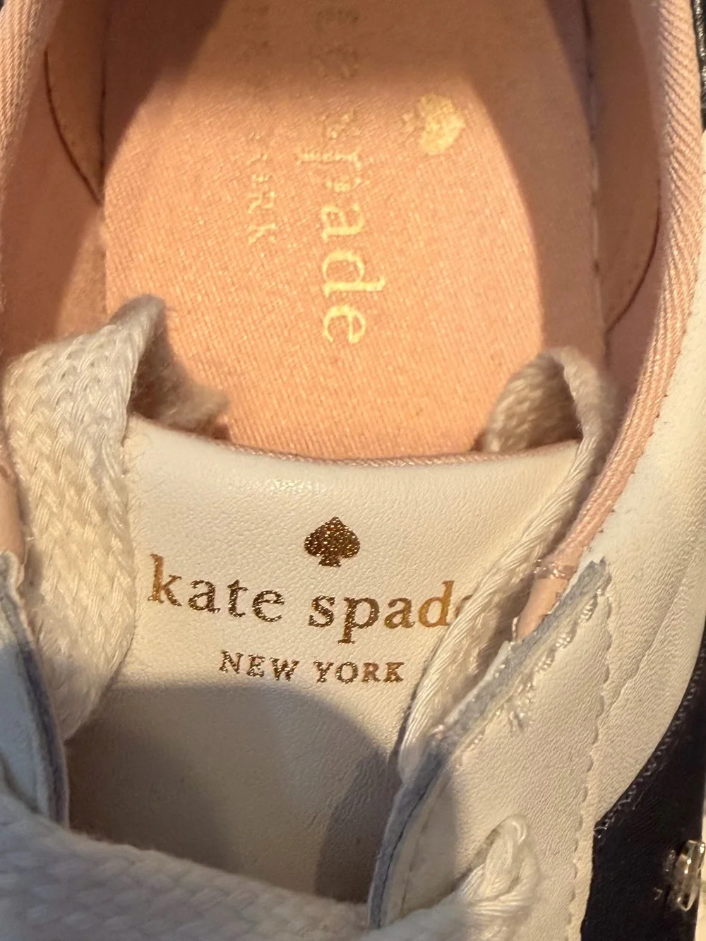 kate spade White and Black Low-Top Leather Sneakers